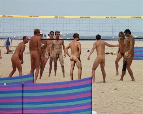 Naked volleyball team fight over dick