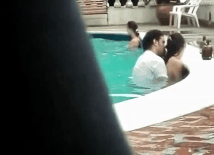 Underwater blowjob public outdoor pool