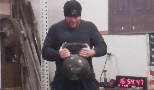 30lb kettlebell squats from back watching