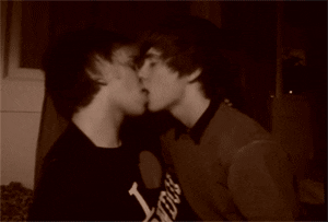 Cute boys start with kissing justin