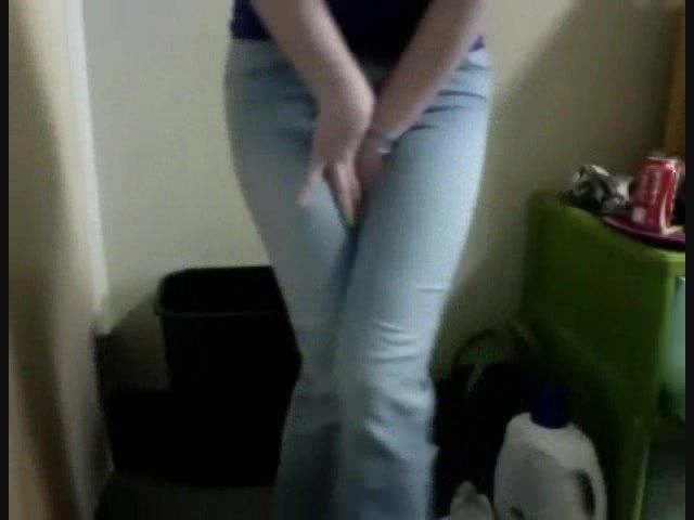 Cute swedish girl wetting jeans very