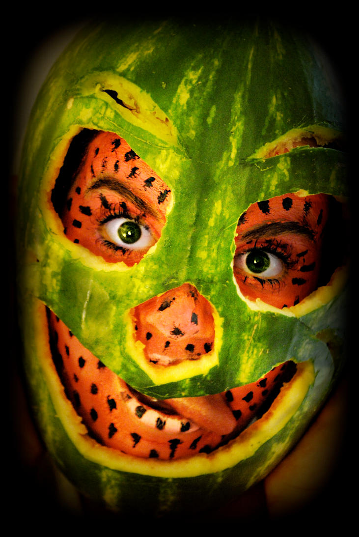 Naked funny watermelon bodypaint