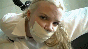Blonde jogger gets microfoam tape gagged