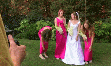 Bride makes love wedding dress