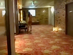 Nude japanese sneaking around hotel