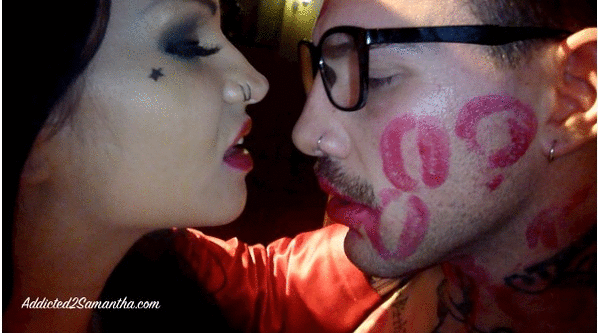 Lipstick kisses teasing