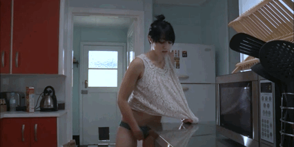 Pretty brunette kitchen masturbating