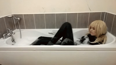 Reverse cowgirl bubble bath