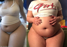 Skinny girl bloated belly